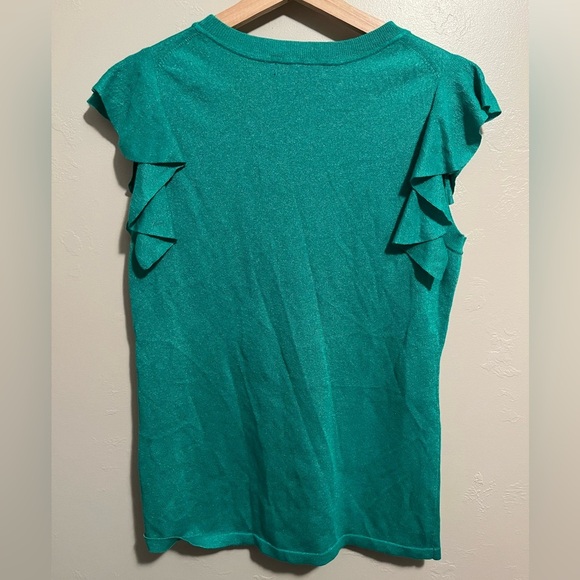 Banana Republic Sleeveless Ruffle Sweater Short Sleeve Green Top Medium Knit - Picture 14 of 14